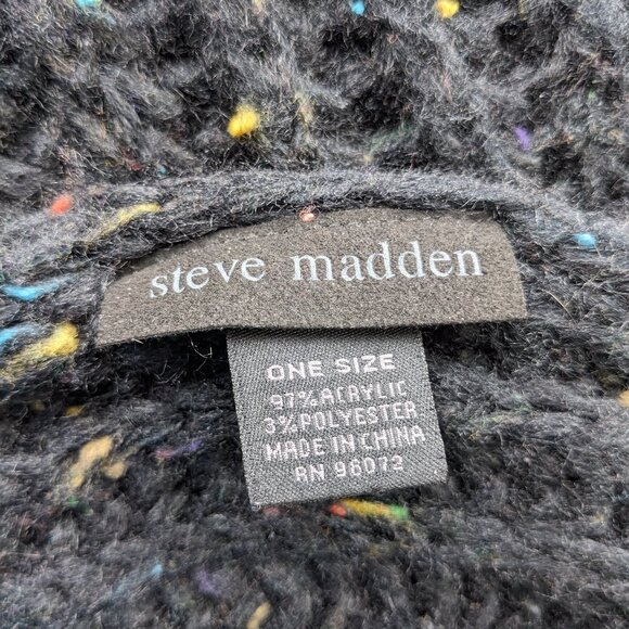 Steve Madden chunky, COZY, soft scarf, black with multicolor specs and fringe - Picture 1 of 7
